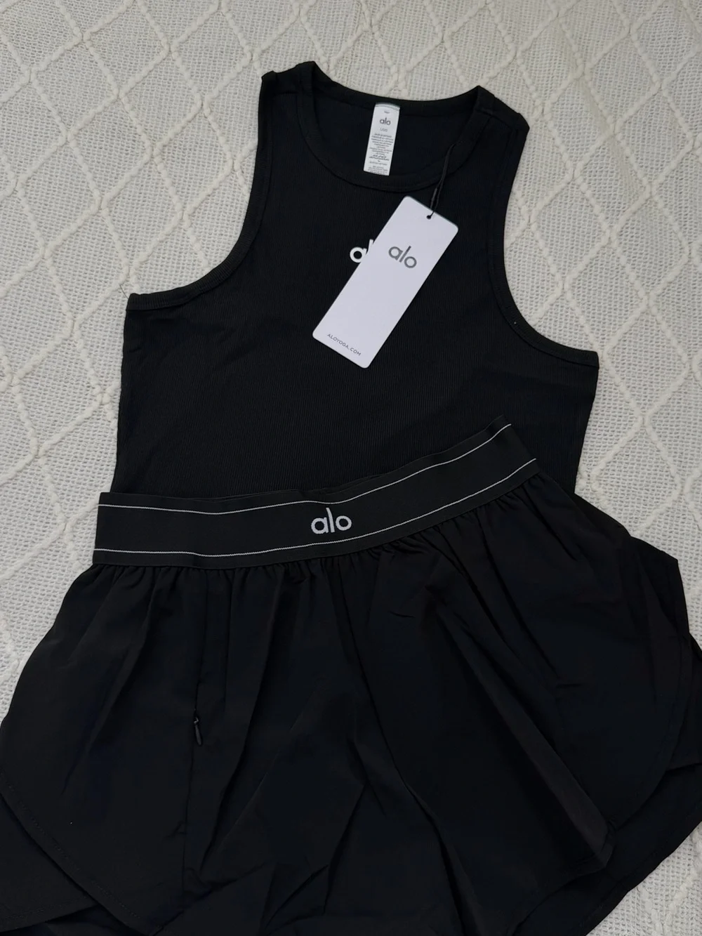 Alo Black Athletic Tank and Shorts  Set